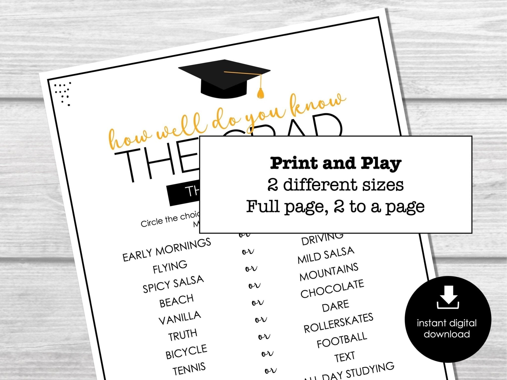 This or That? Graduation Party Game