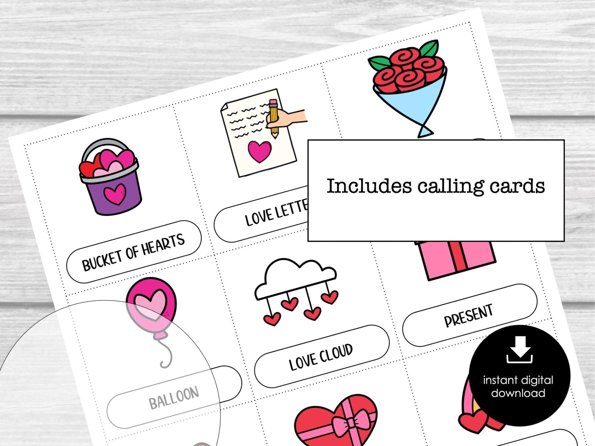 Valentines Day Bingo Game for Kids and Adults | Valentines Printable Games | Valentines Family Activity | Valentines Classroom Party Game