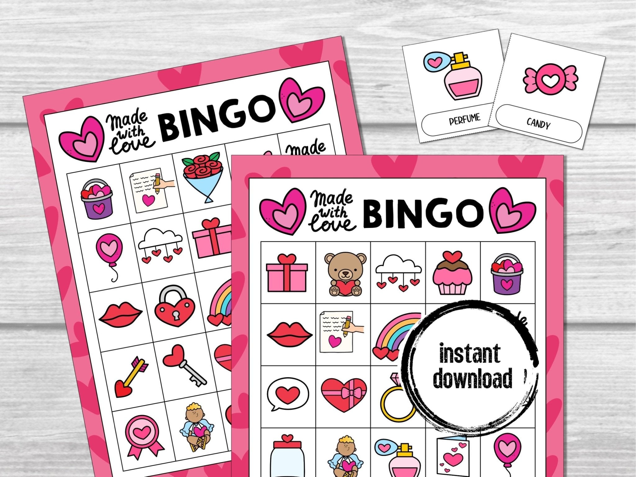 Valentines Day Bingo Game for Kids and Adults | Valentines Printable Games | Valentines Family Activity | Valentines Classroom Party Game