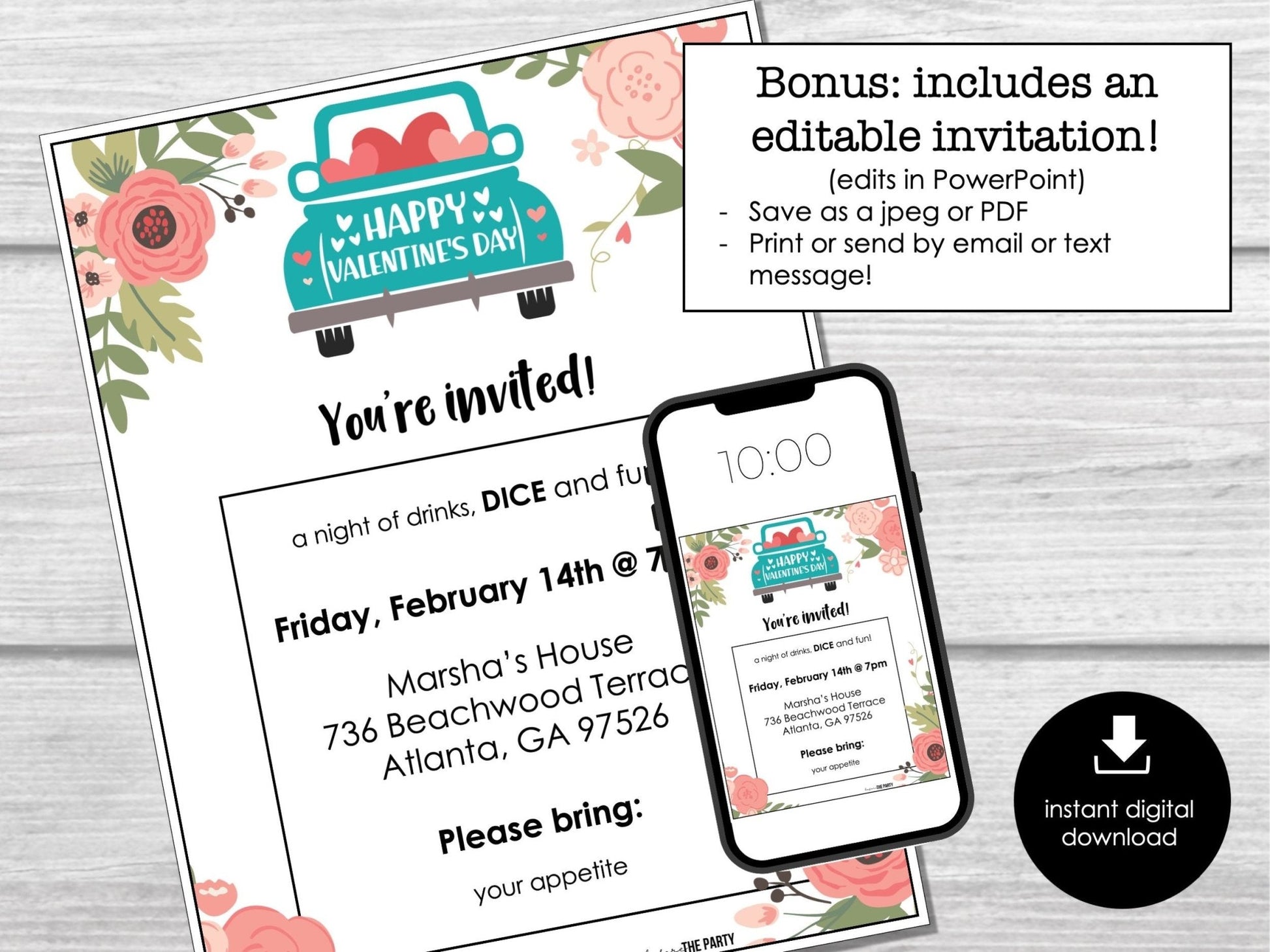 Valentine's Day Bunco Score Cards, February Bunco Score Sheets, Love Bunco Invitation, Hearts Bunco