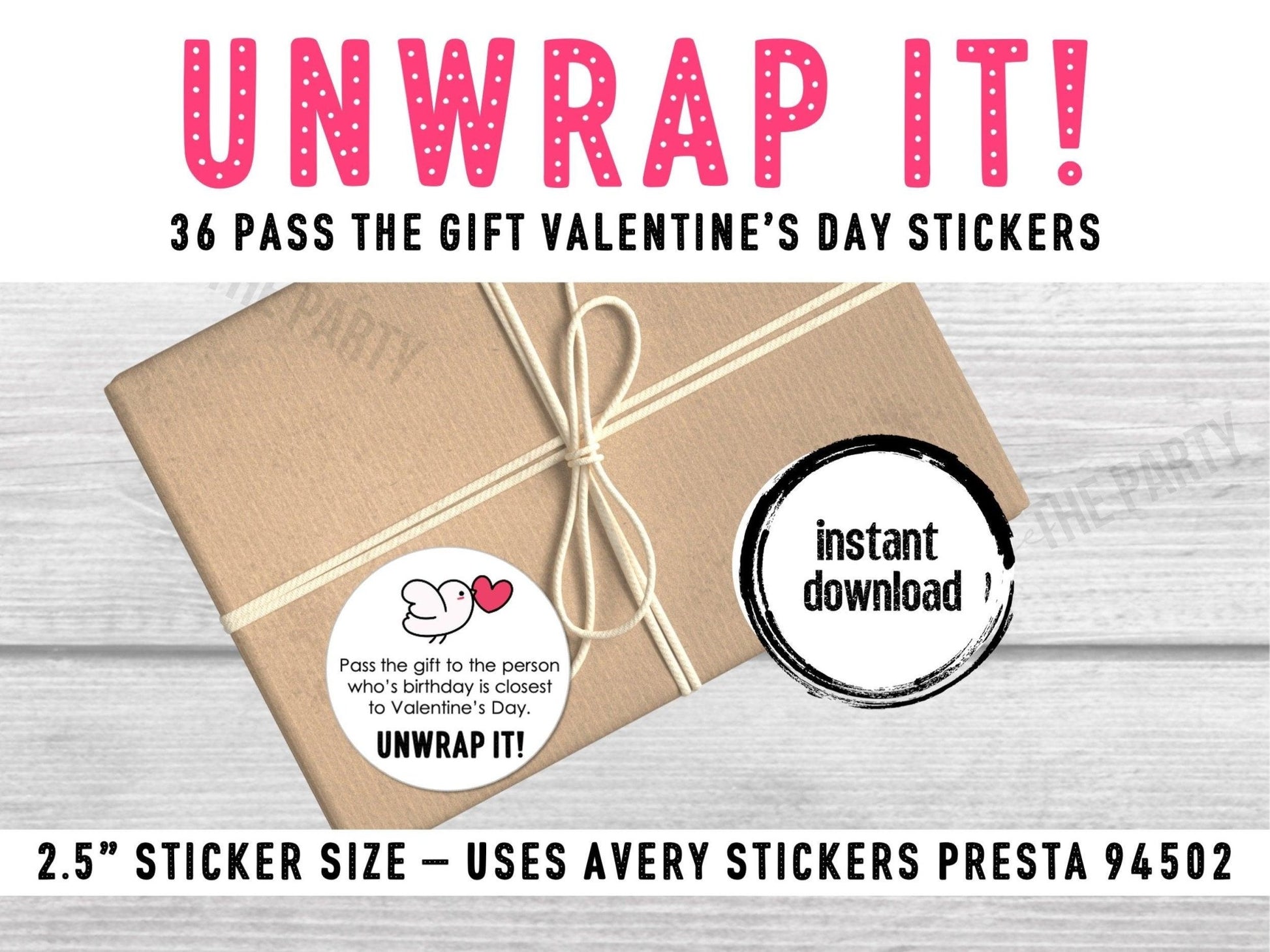 Valentine's Day Pass The Gift, Group Unwrapping Game Sticker, Pass the Parcel Prompt, Unwrap the Gift, Pass the Prize, Valentines Party Game