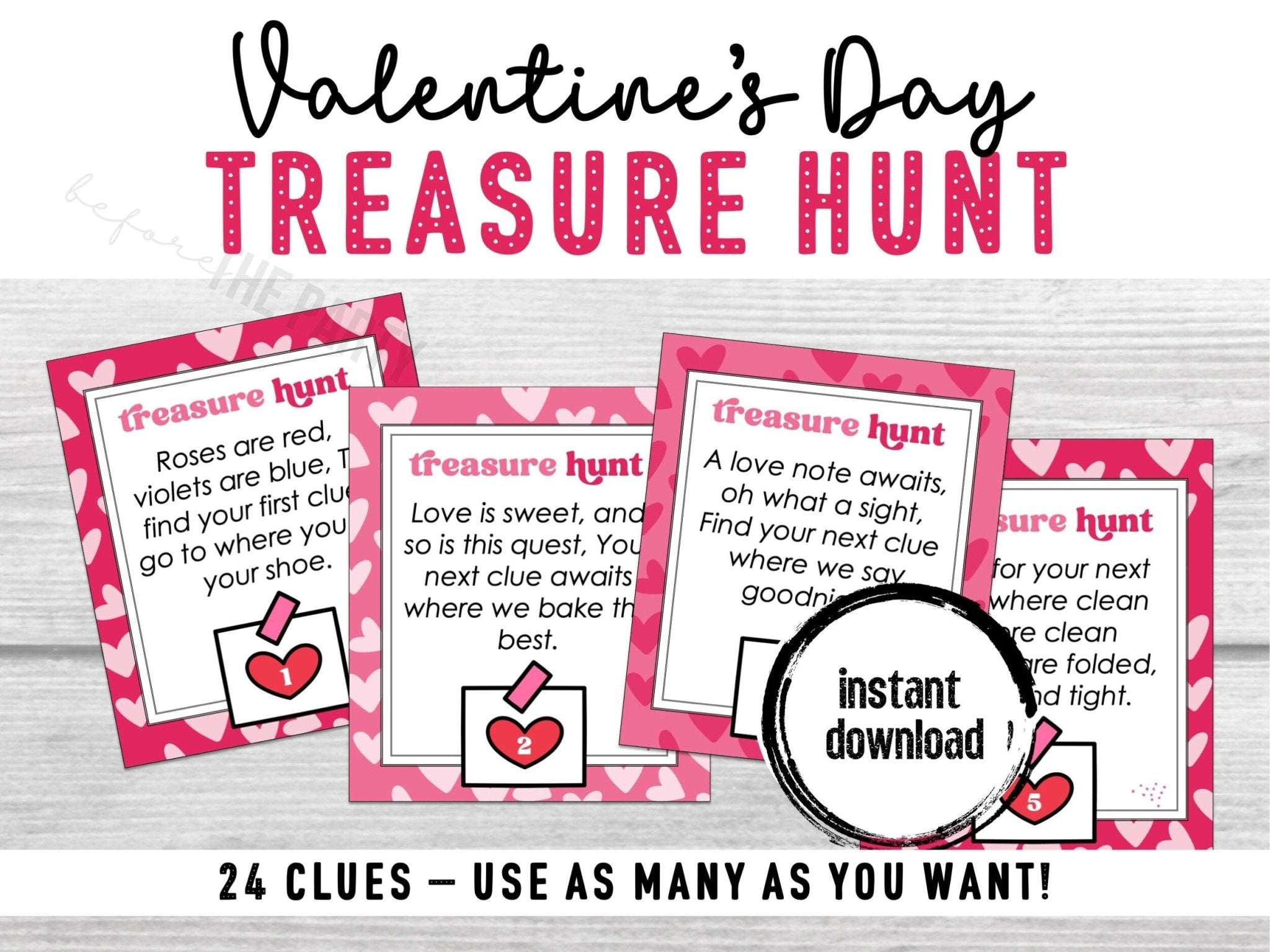 Valentines Day Scavenger Hunt for Kids | Valentines Treasure Hunt Clues | Valentines Printable Kids Game | Valentines Day Gift for Kids