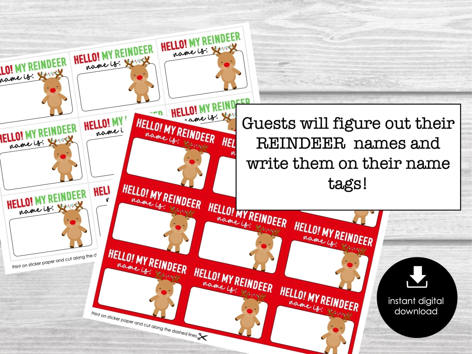 What's Your Reindeer Name, Christmas Name Game, Fun Party Name Tags, Ice Breaker Party Game