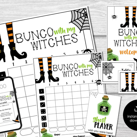 Halloween Bunco Score Sheets - Printable Bunko Night Tally Sheets - Before The Party 