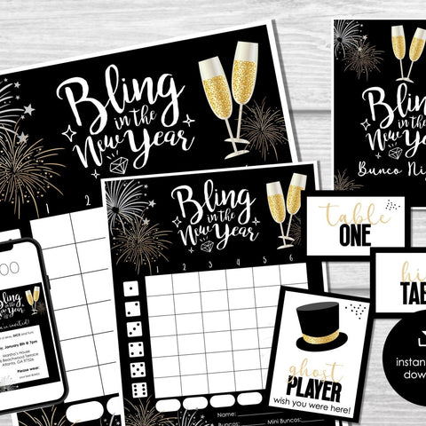 New Year' Eve Theme Bunco Night Printables - Before The Party 