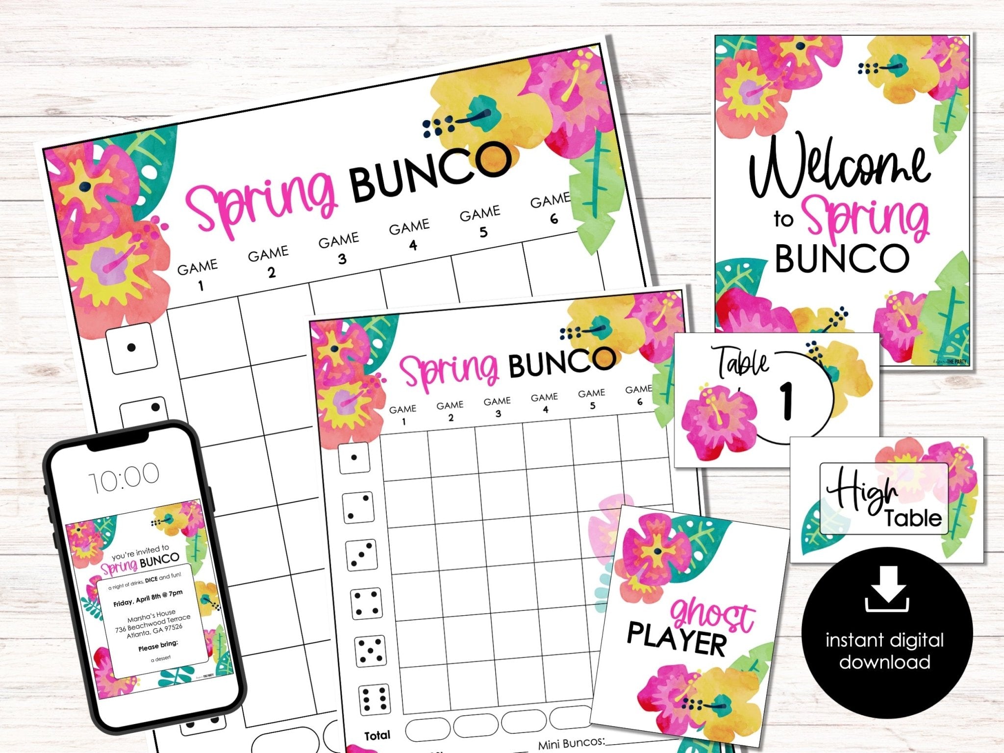 Spring Theme Bunco Sets - Before The Party 