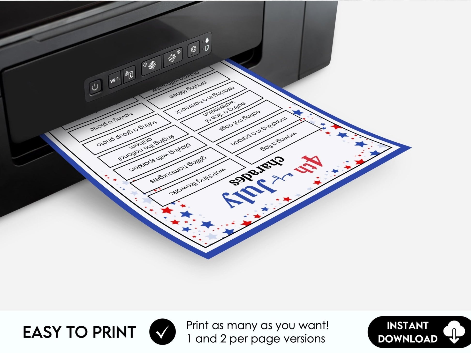 4th of July Charades Game – Printable Party Icebreaker 4J - Before The Party
