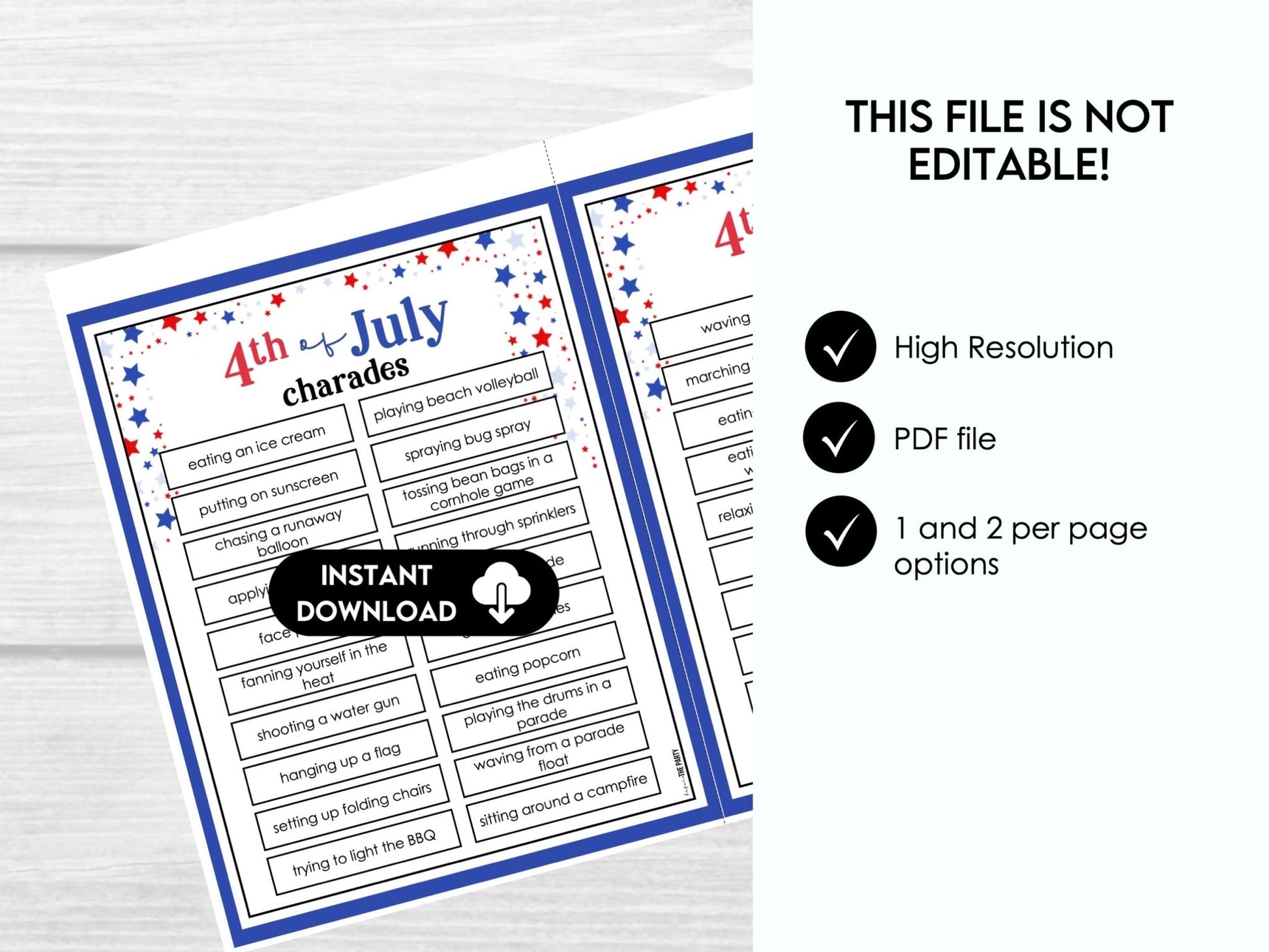 4th of July Charades Game – Printable Party Icebreaker 4J - Before The Party
