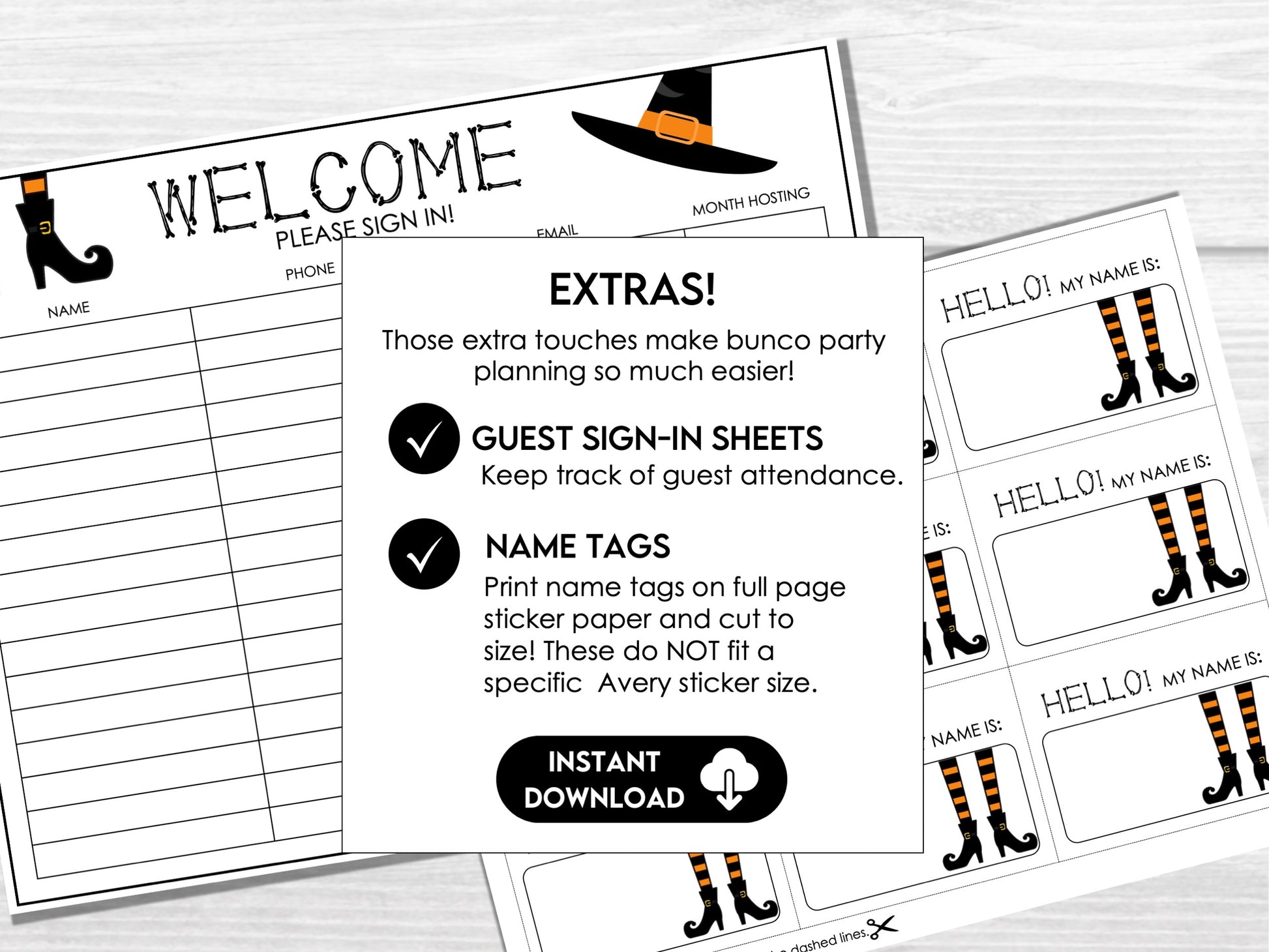Halloween Bunco Score Cards, Bunco with my Witches Score Sheets, October Bunco
