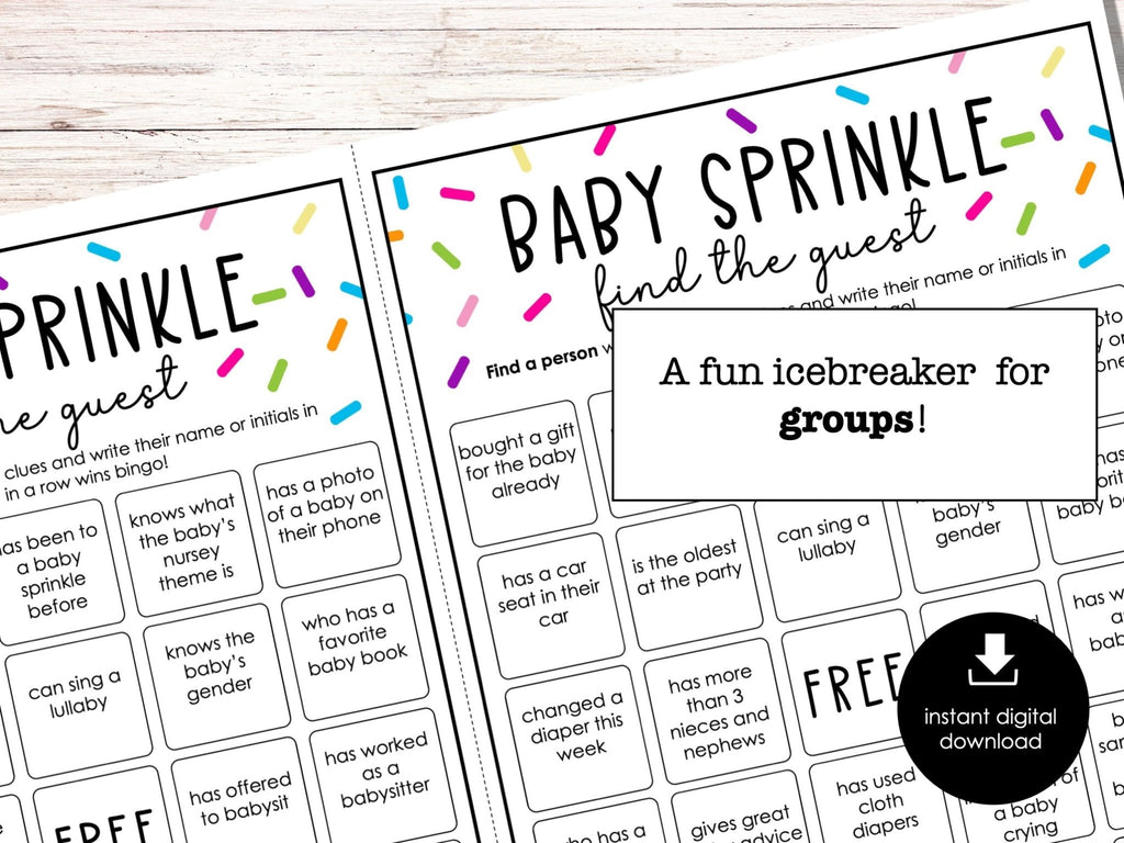 Baby Sprinkle Find the Guest Party Game, Baby Shower Game, Baby Shower Printable Boy or Girl Baby Shower Game for Groups, Find Someone Who - Before The Party