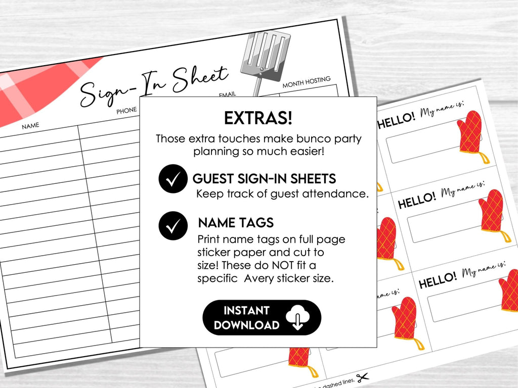 Barbecue Bunco Score Cards, Summer Outdoor Bunco Score Sheets, BBQ Bunco Invitation, Bunco Party Kit, July Bunco Night, August Bunco, BUNKO - Before The Party