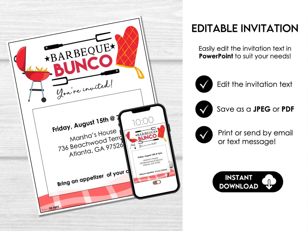 Barbecue Bunco Score Cards, Summer Outdoor Bunco Score Sheets, BBQ Bunco Invitation, Bunco Party Kit, July Bunco Night, August Bunco, BUNKO - Before The Party