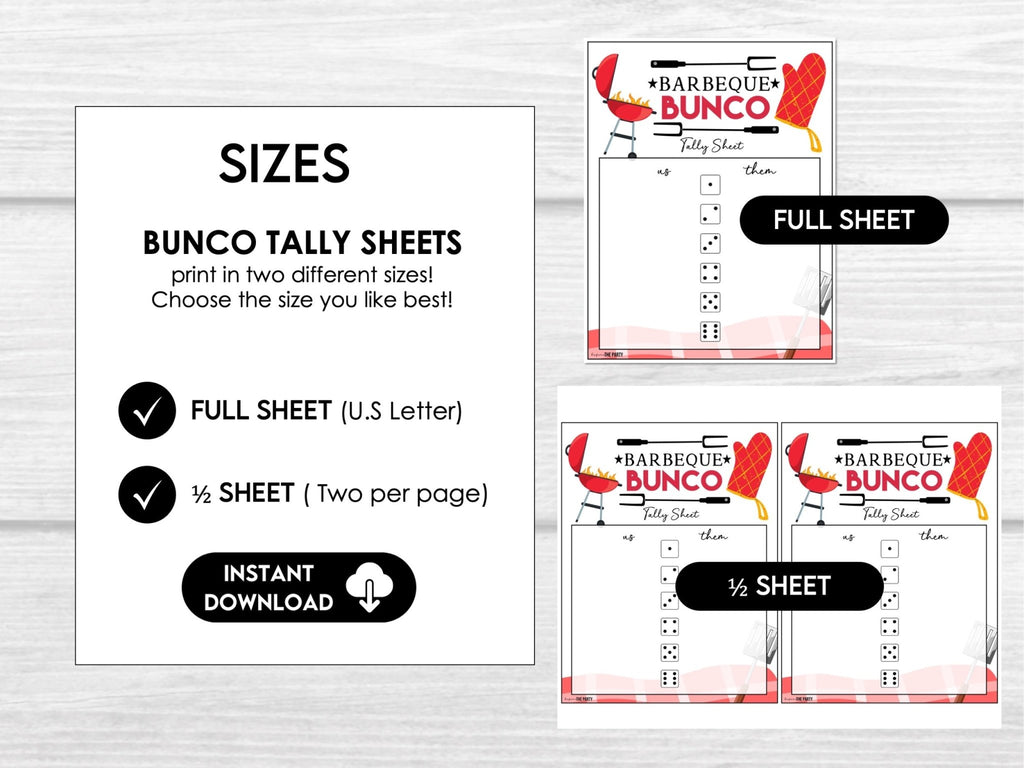 Barbecue Bunco Score Cards, Summer Outdoor Bunco Score Sheets, BBQ Bunco Invitation, Bunco Party Kit, July Bunco Night, August Bunco, BUNKO - Before The Party