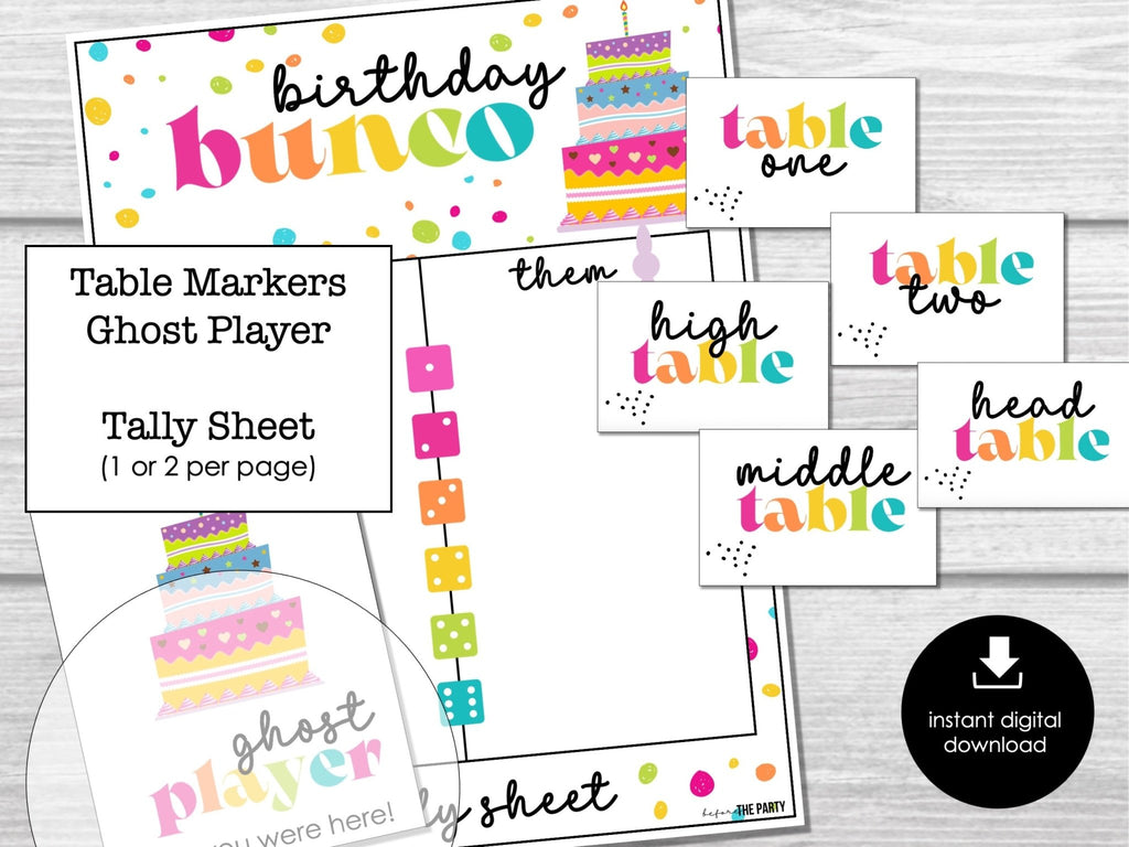 Birthday Party Bunco Score Cards, Happy Birthday Bunco Invitation, Bunco Night, Bunco Party Printable, Bunco Night Score Sheets, BUNKO game - Before The Party