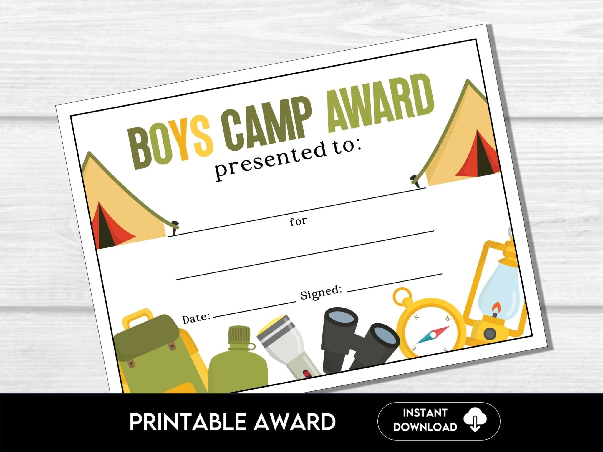 Boys Camp Awards, Summer Camp Certificate for Kids - Before The Party
