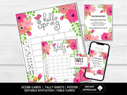Bunco Score Sheets with Spring Flowers, Tally Cards, Table Markers, Invitation, Bunco Night Game Cards, Digital Download - Floral Theme - Before The Party