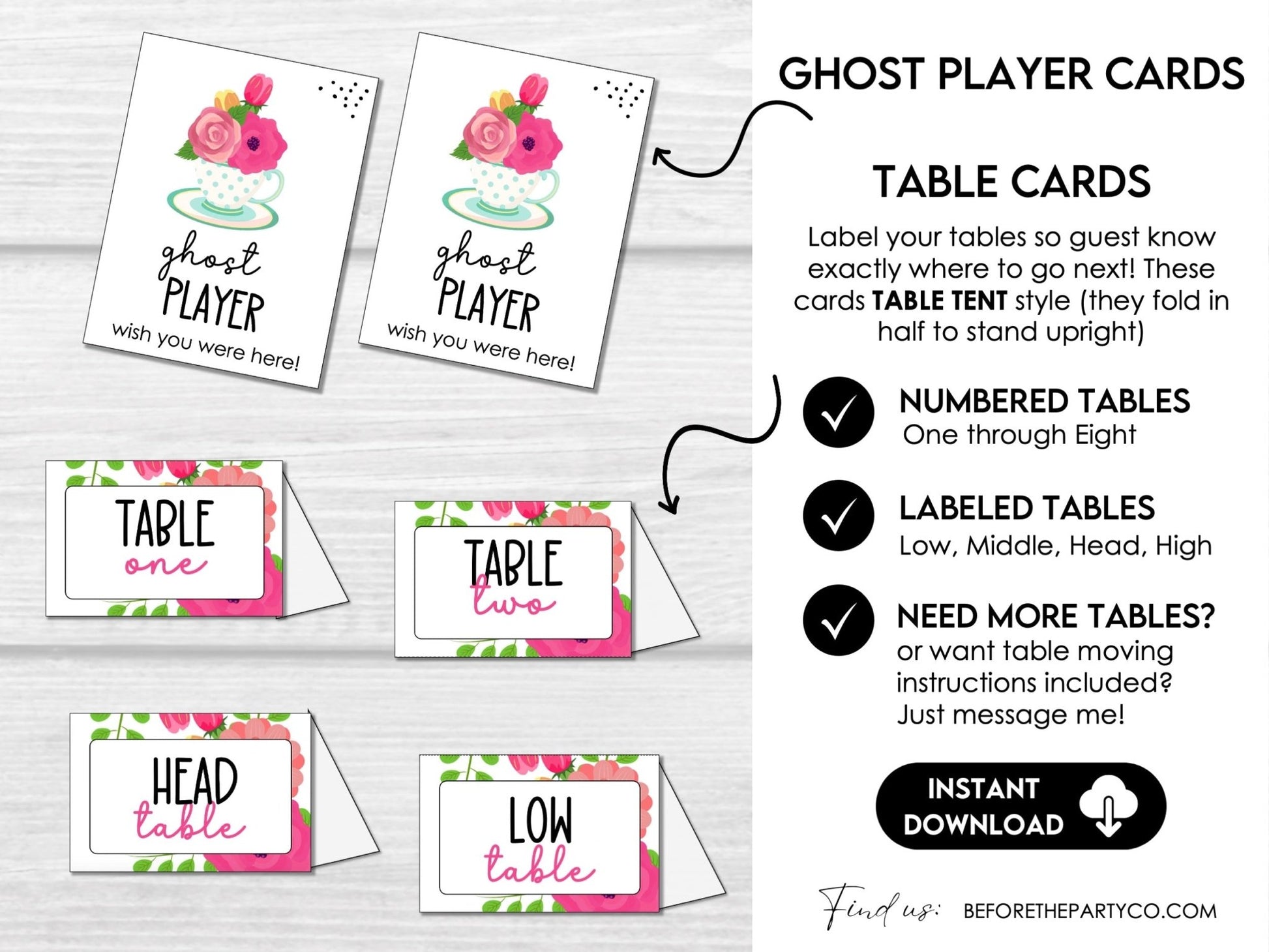 Bunco Score Sheets with Spring Flowers, Tally Cards, Table Markers, Invitation, Bunco Night Game Cards, Digital Download - Floral Theme - Before The Party