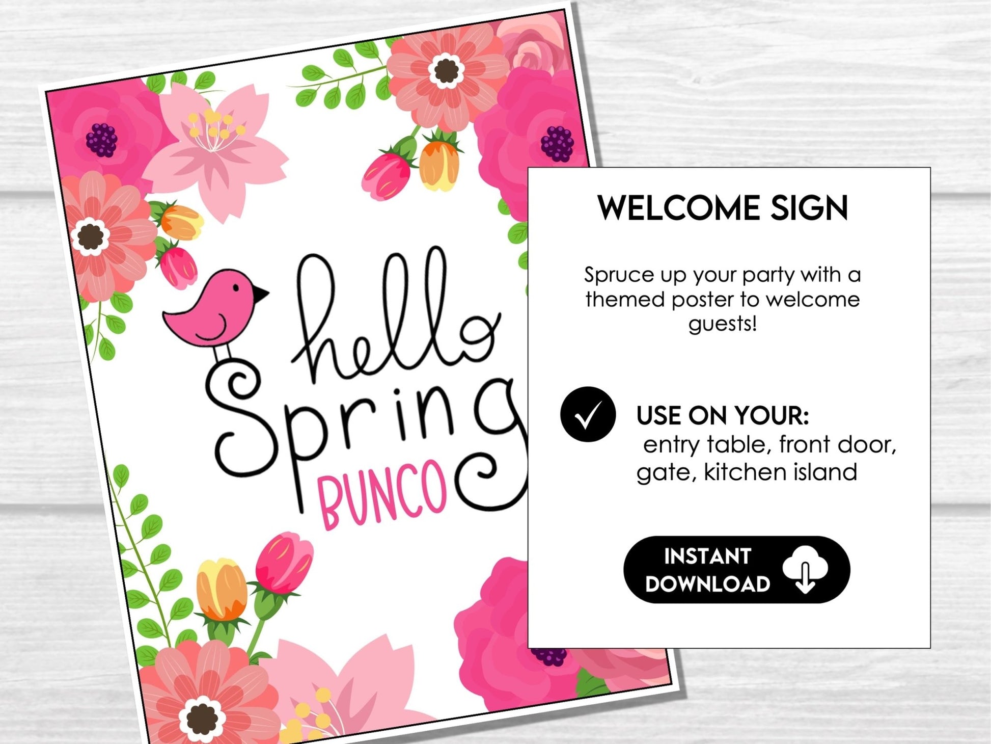 Bunco Score Sheets with Spring Flowers, Tally Cards, Table Markers, Invitation, Bunco Night Game Cards, Digital Download - Floral Theme - Before The Party