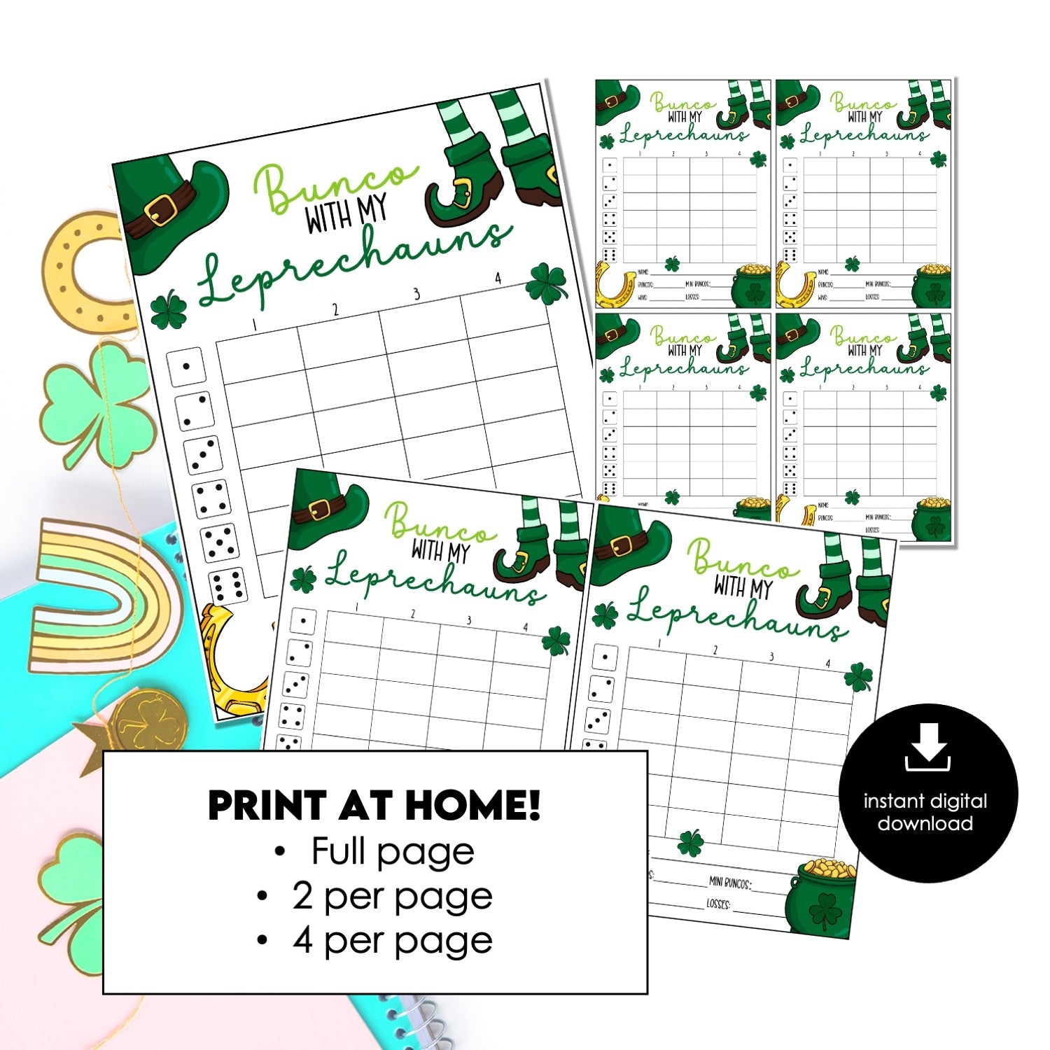 Bunco with My Leprechauns Score Cards – St. Patrick’s Day Printable (Cards Only)