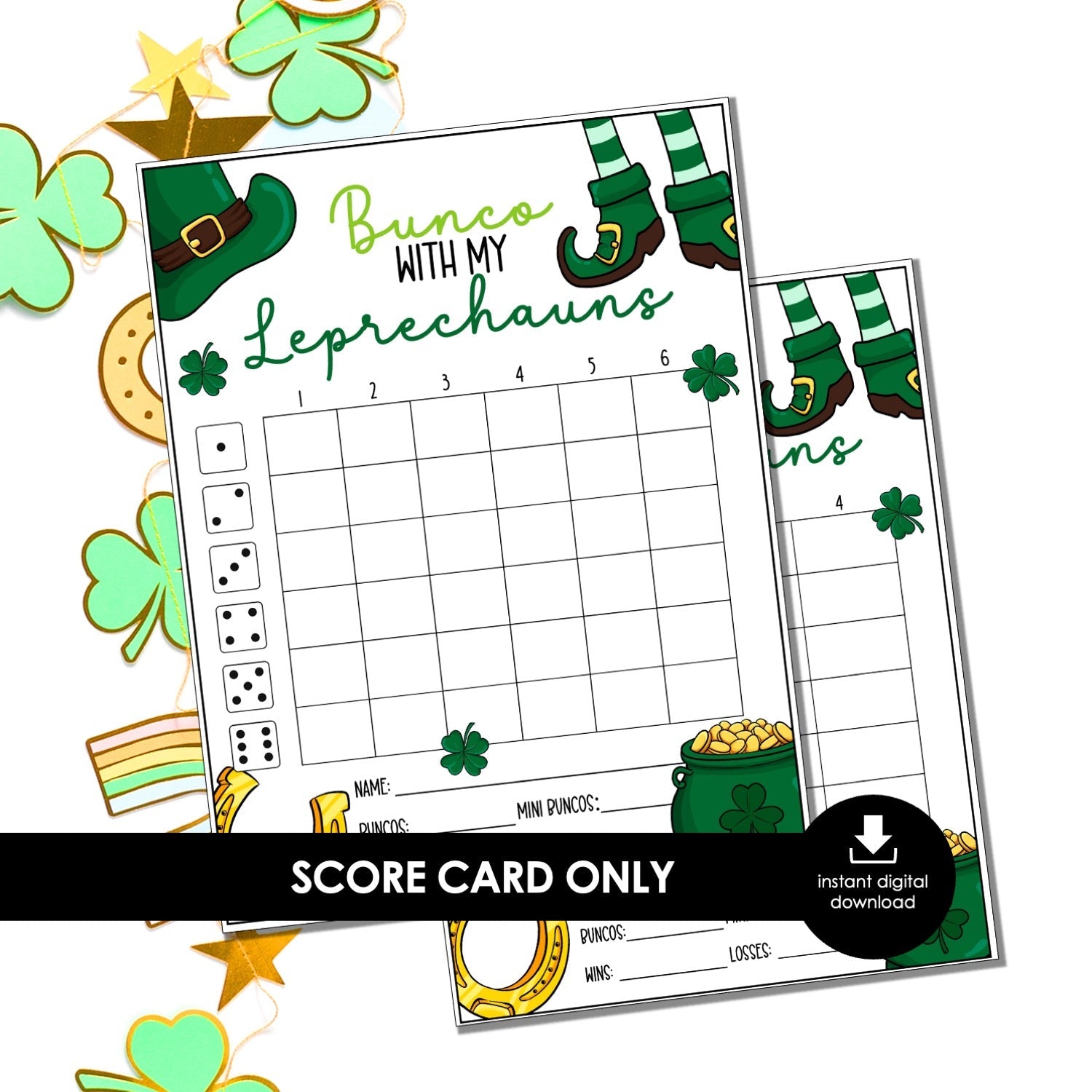 Bunco with My Leprechauns Score Cards – St. Patrick’s Day Printable (Cards Only)