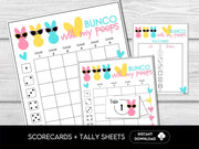 Bunco with my Peeps Score Sheet Bundle, Fun Scorecards, Tally Sheets April Bunco Night, Bunco Tally Sheet, includes 4 and 6 game rounds - Before The Party