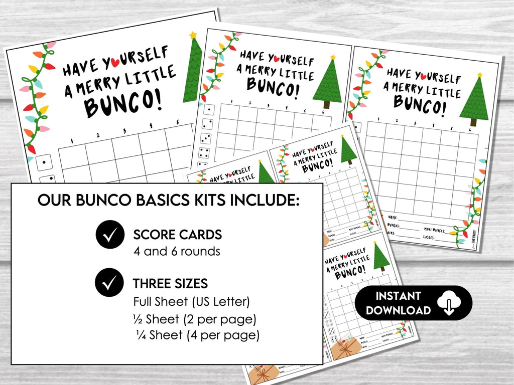 Christmas BUNCO Game, Printable Bunco Score Cards, Score Card Tally Sheets, Printable Christmas Party Games, December Bunco Party Theme - Before The Party