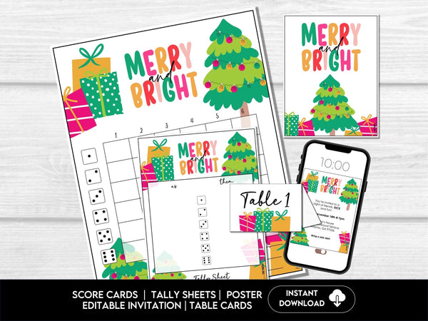 Christmas Bunco Score Cards, Bunco Party Score Sheets, Tally Sheet, Bunco Party Sheets, December Girls Night Game, Table Cards, Invitation - Before The Party