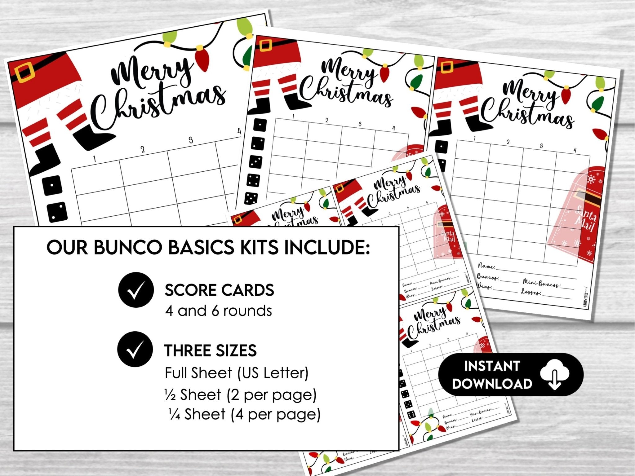 Christmas Bunco Score Sheet, Bunco Night Scorecards, December Bunco Printables, Bunco Game, Tally Sheet for Bunco, Santa Bunco Party - Before The Party