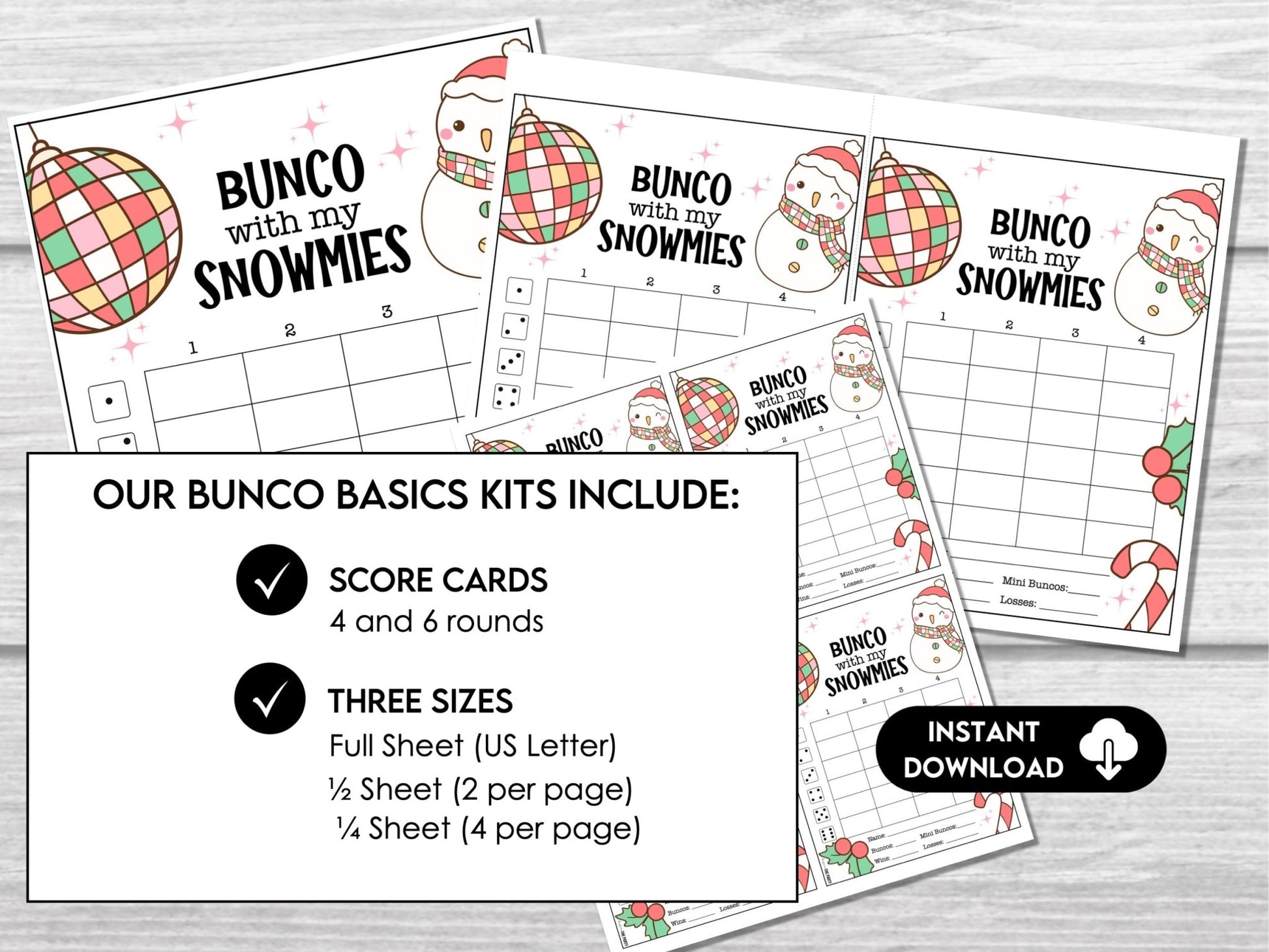 Christmas Bunco Score Sheets, January Bunco Printables, Christmas Bunco Invitation