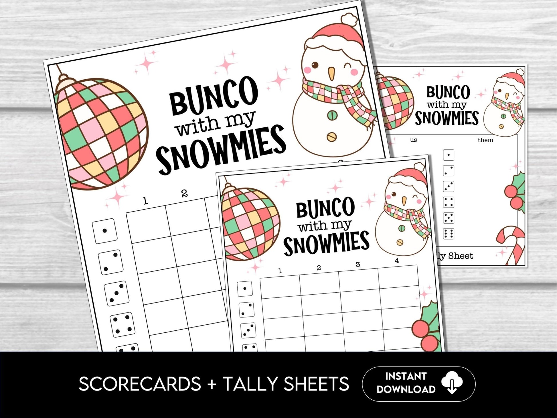 Christmas Bunco Score Sheets, January Bunco Printables, Christmas Bunco Invitation