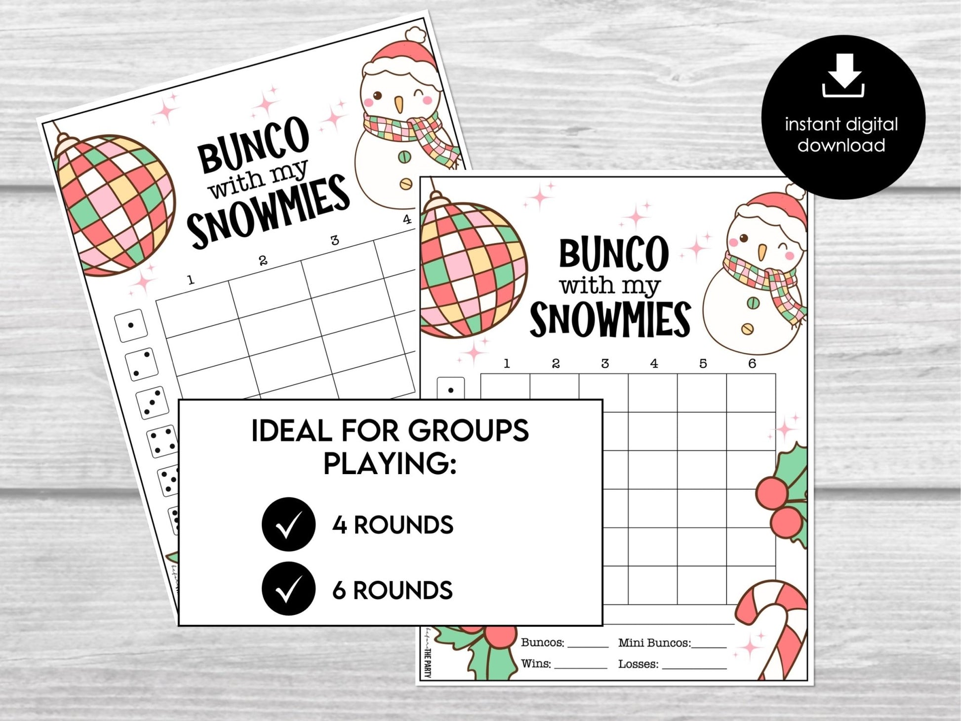 Christmas Bunco Score Sheets, January Bunco Printables, Christmas Bunco Invitation