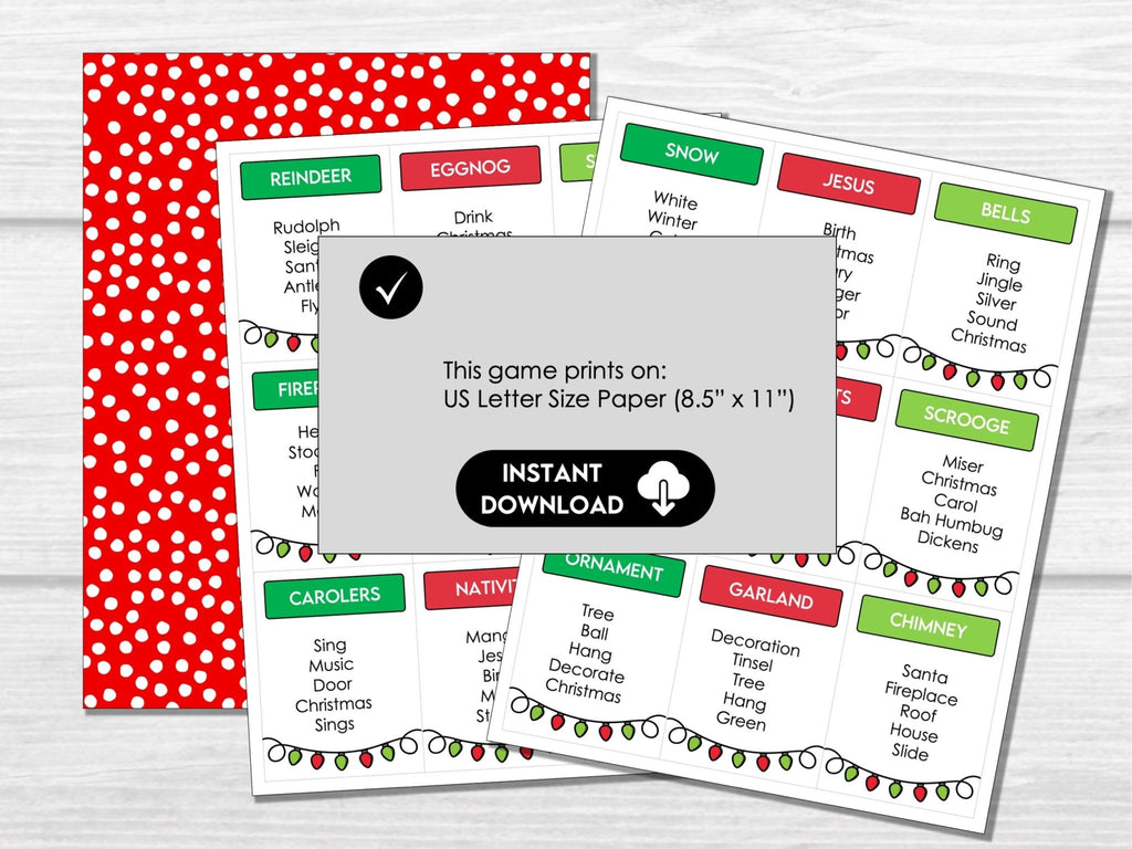 Christmas Forbidden Word Game | Holiday Guess The Word Game | Printable Christmas Party Games | Family Christmas Game, Kids & Adults - Before The Party