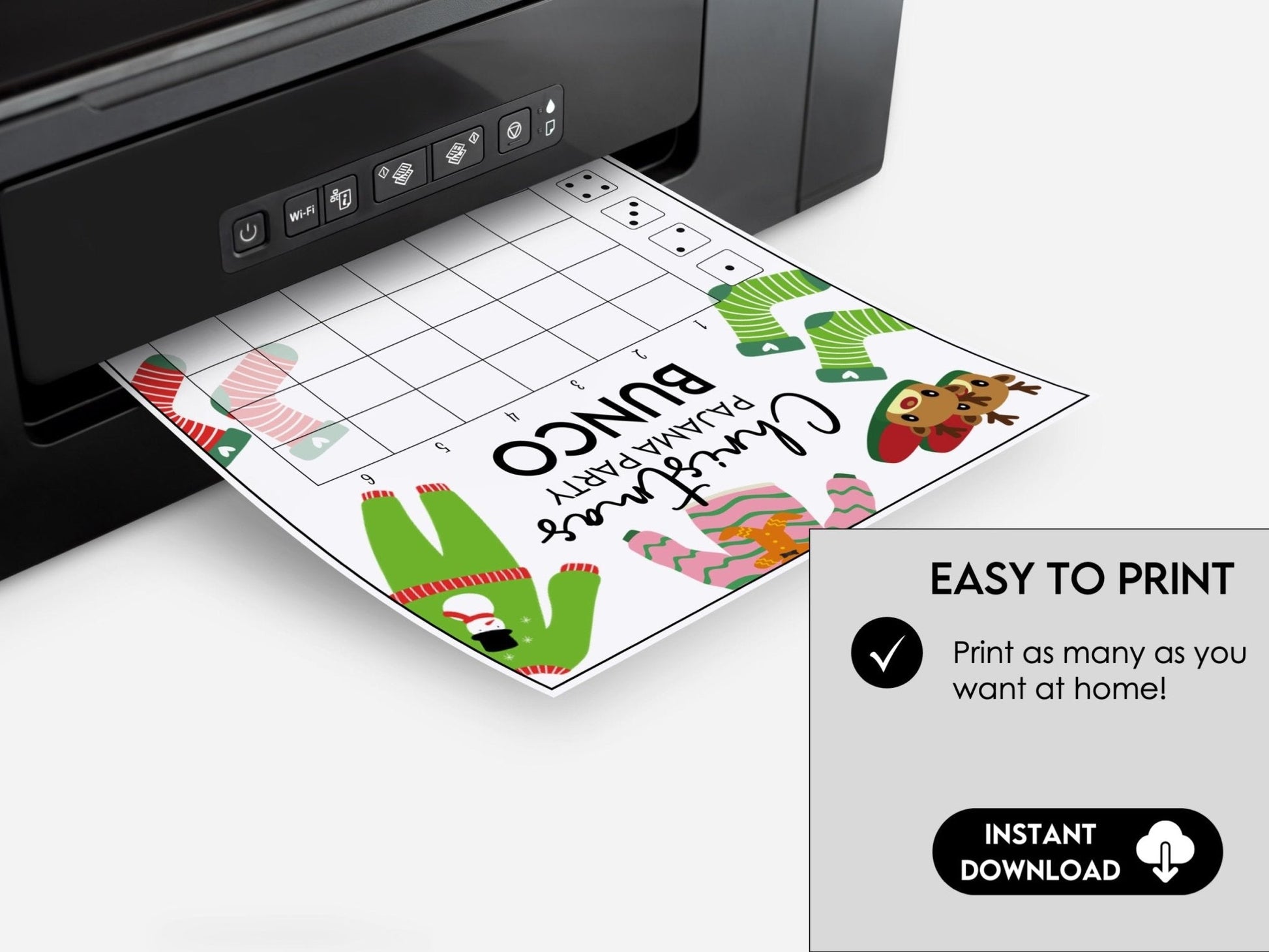 Christmas Pajama Party Bunco, Printable Bunco Score Cards, Score Card Tally Sheets,