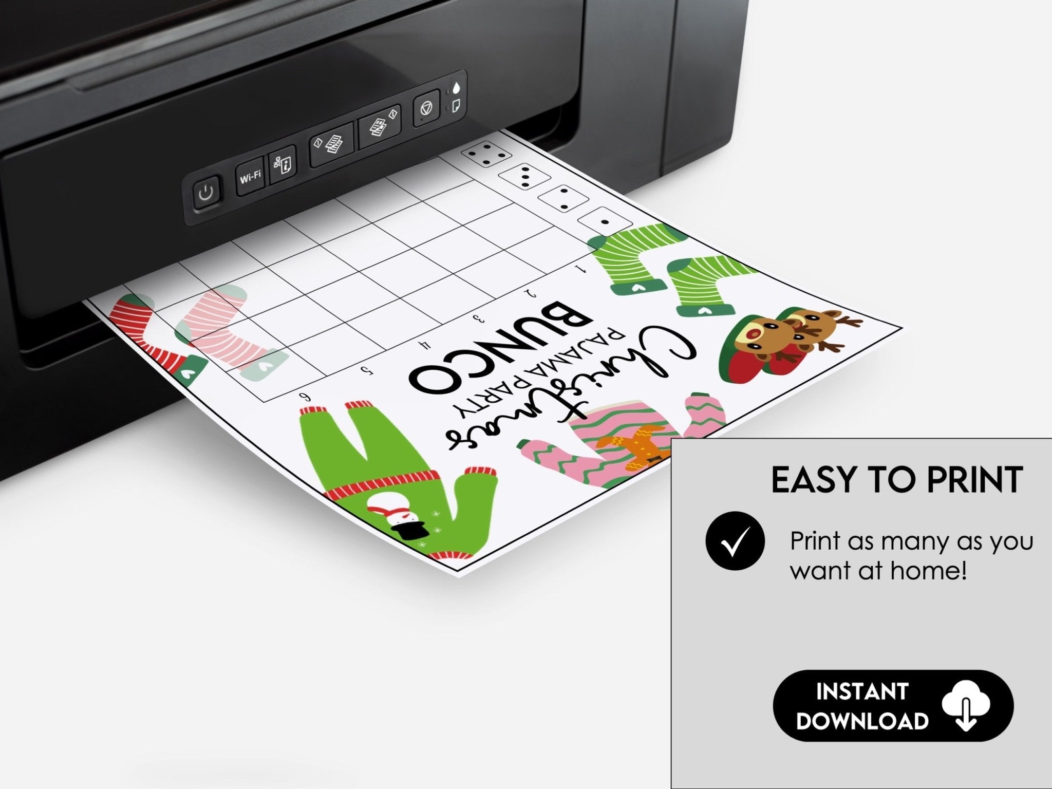 Christmas Pajama Party Bunco, Printable Bunco Score Cards, Score Card Tally Sheets,