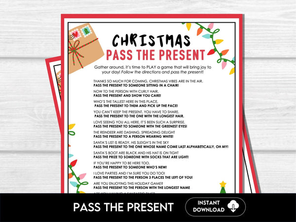 Christmas Pass the Present, Pass the Gift Game, Christmas Party Game, Christmas Gift Activity, Holiday Left Right Game, Kids and Adults - Before The Party