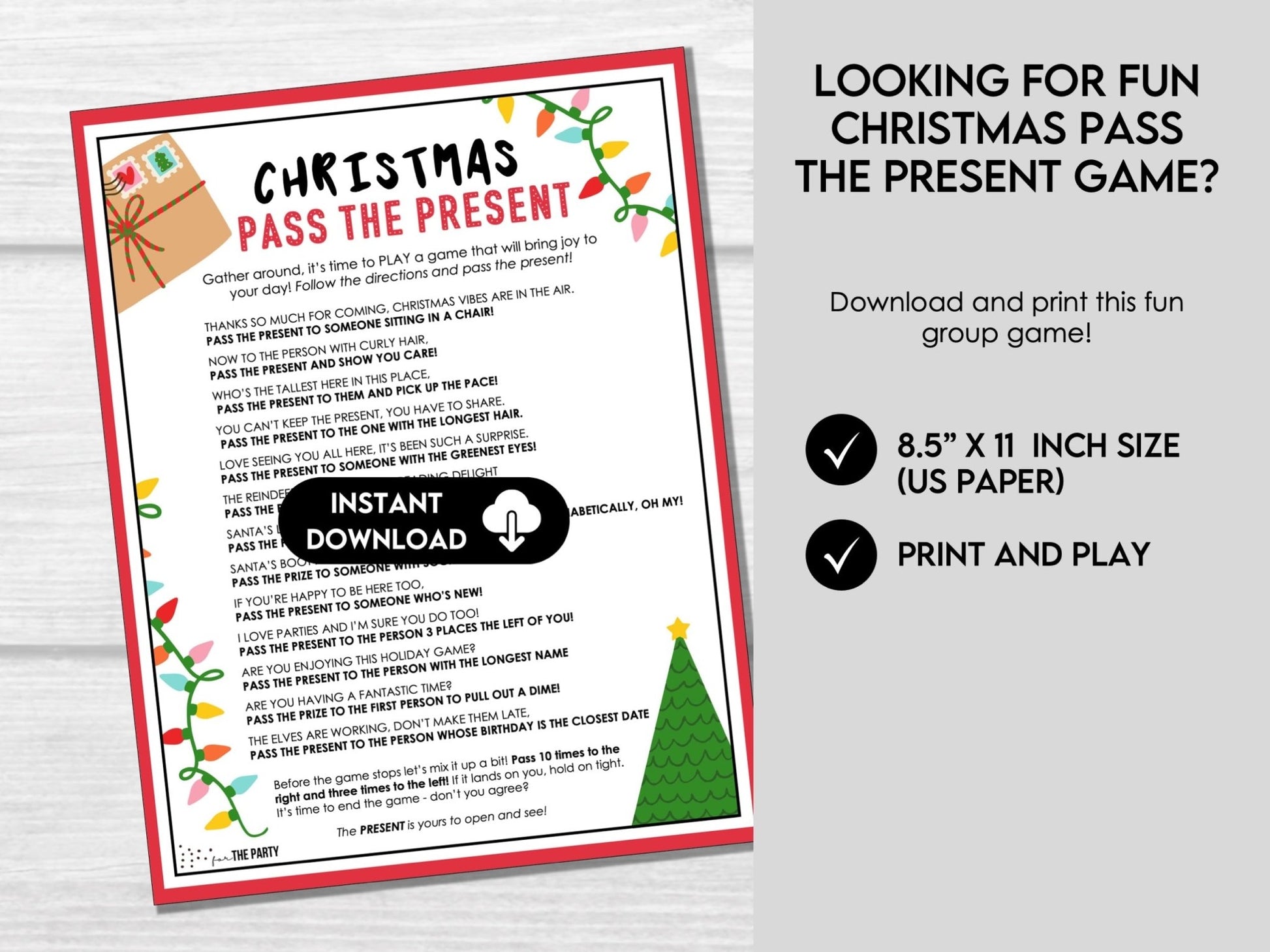 Christmas Pass the Present, Pass the Gift Game, Christmas Party Game for Kids and Adults