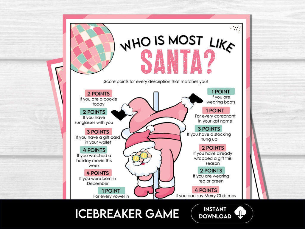 Christmas Who is Most Like Santa Game, Printable Holiday Activity for Adults and Kids, Christmas Party Fun Icebreaker Printable Game - Before The Party