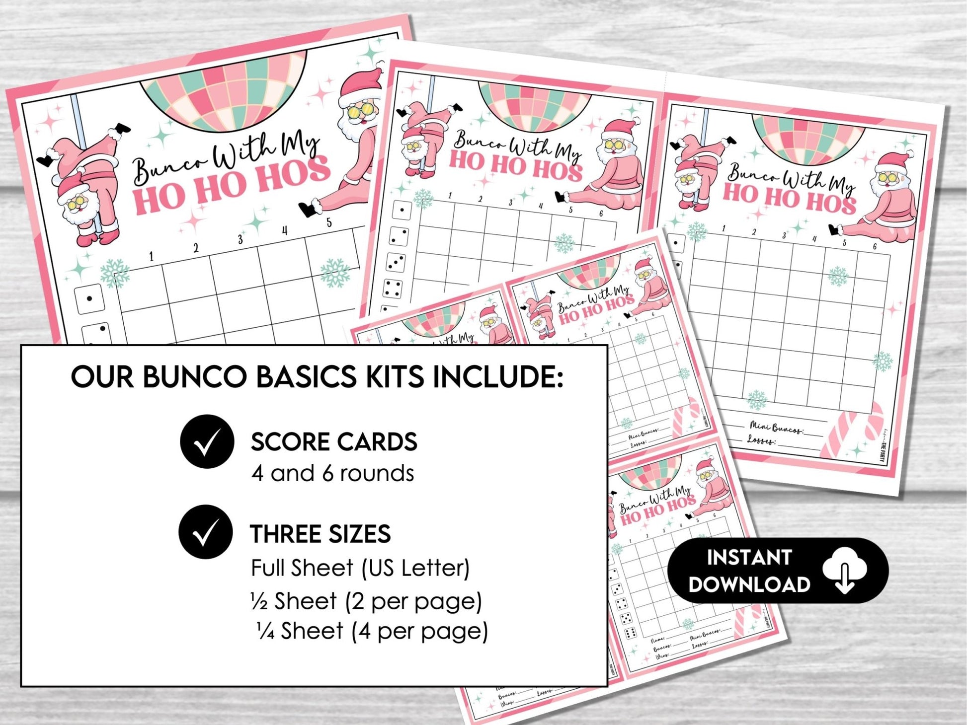 Christmas with My HO HO HOS, Bunco Score Sheets, Tally Sheets, Christmas Party Games, December Ladies Night, Funny Friendsmas Bunco, Bunko - Before The Party