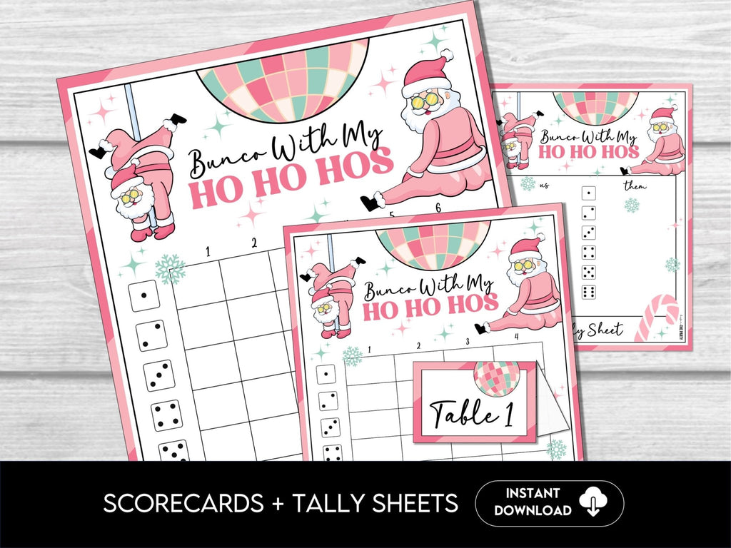 Christmas with My HO HO HOS, Bunco Score Sheets, Tally Sheets, Christmas Party Games, December Ladies Night, Funny Friendsmas Bunco, Bunko - Before The Party