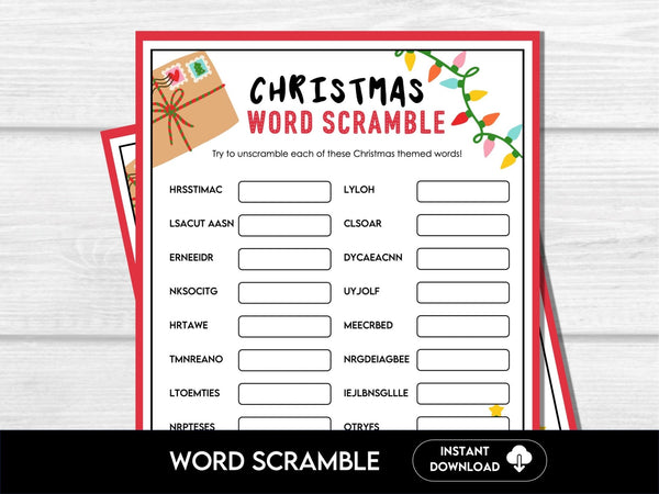 Christmas Word Scramble Game, Printable Holiday Activity for Kids and Adults, Christmas Party Game, Holiday Word Game, Unscramble it - Before The Party