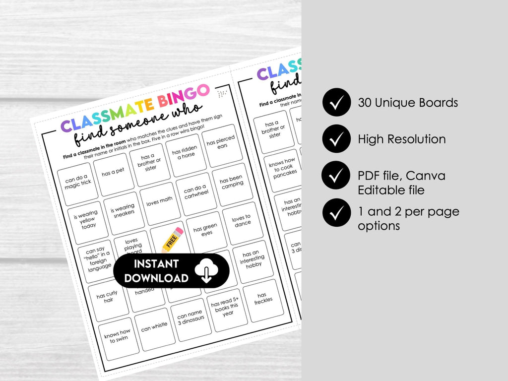 Classmate Get to Know You Bingo, Find Someone Who Bingo, Classroom Bingo, Back To School Icebreaker, Fun Get To Know You Activity, Editable - Before The Party