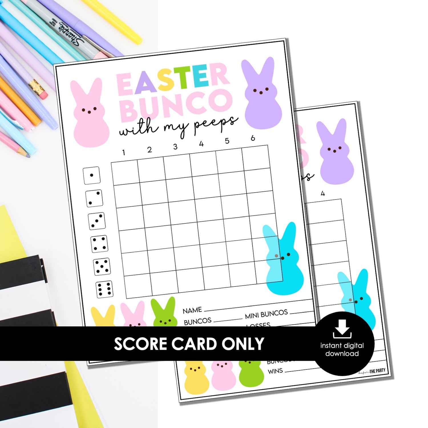 Easter Bunco Score Cards – Peeps Party Printable (Cards Only)