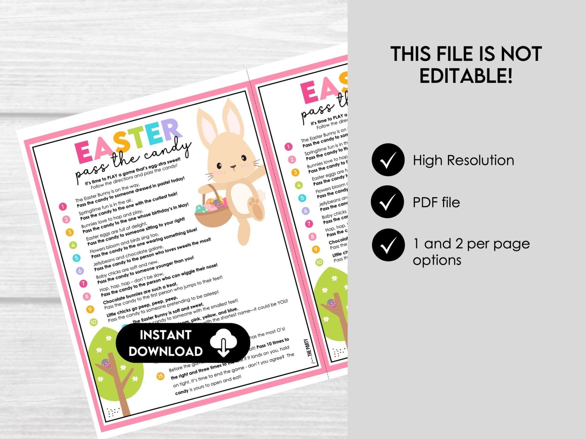 Easter Pass the Present, Spring Pass the Candy Game, Fun Candy Party Game, Easter Activity for Kids, Easter Left Right Game - Before The Party