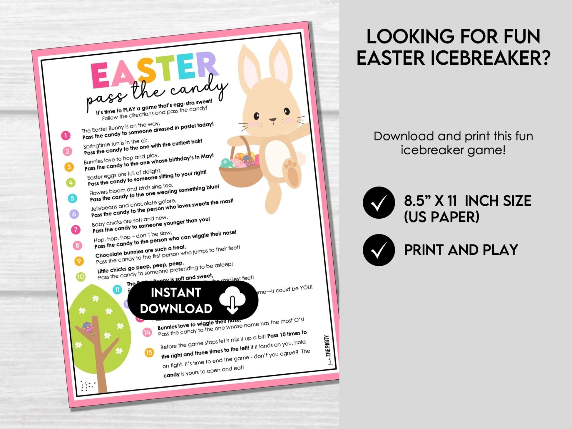 Easter Pass the Present, Spring Pass the Candy Game, Fun Candy Party Game, Easter Activity for Kids, Easter Left Right Game - Before The Party