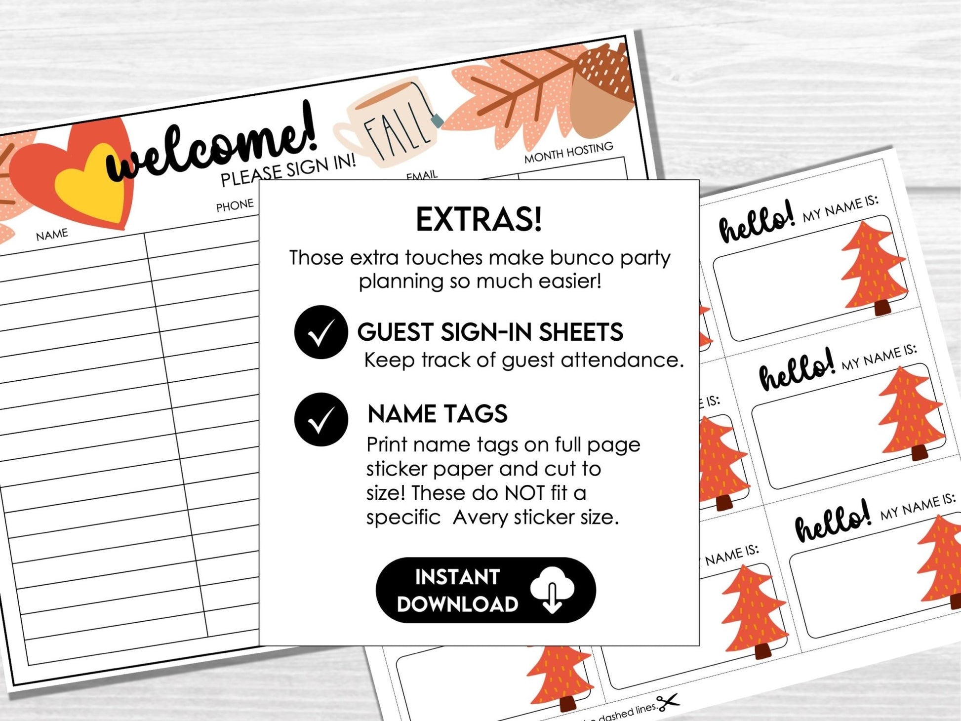 Fall Bunco Score Cards, Autumn Leaves Bunco Score Sheets, FALL harvest Bunco Invitation, Bunco Party Kit - Before The Party