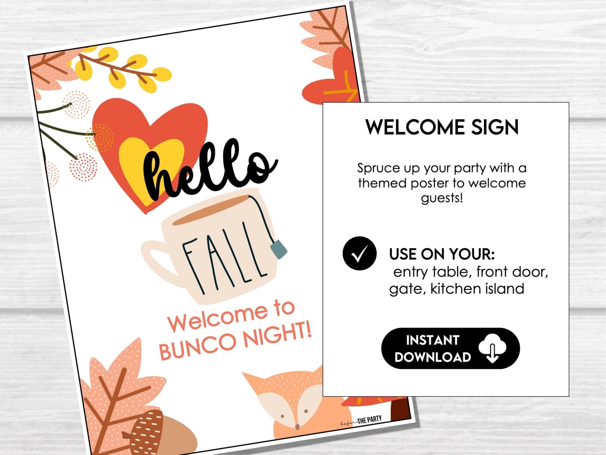 Fall Bunco Score Cards, Autumn Leaves Bunco Score Sheets, FALL harvest Bunco Invitation, Bunco Party Kit - Before The Party
