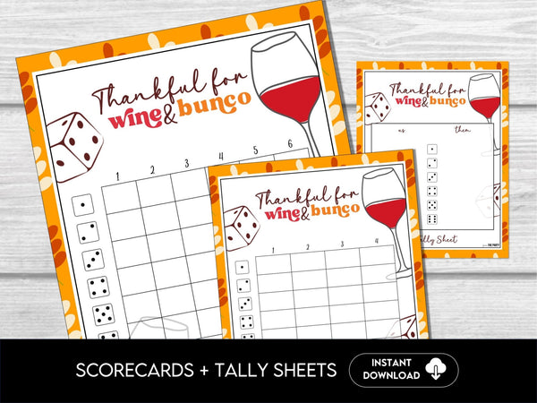 Fall Bunco Score Cards, Wine & Bunco Party Score Sheets, Bunco Tally Sheet, Bunco Party Sheets, Thanksgiving Girls Night Game, Table Cards - Before The Party