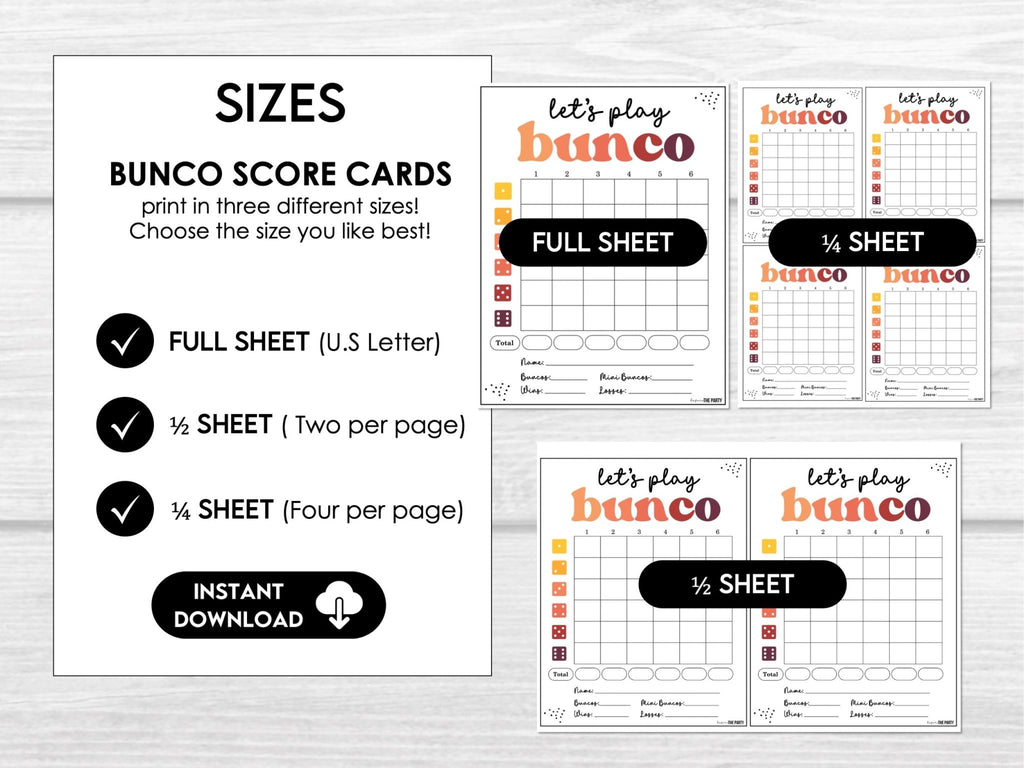 Fall Colors Bunco Score Cards, Autumn Bunco Score Sheets, FALL Bunco Invitation - Before The Party