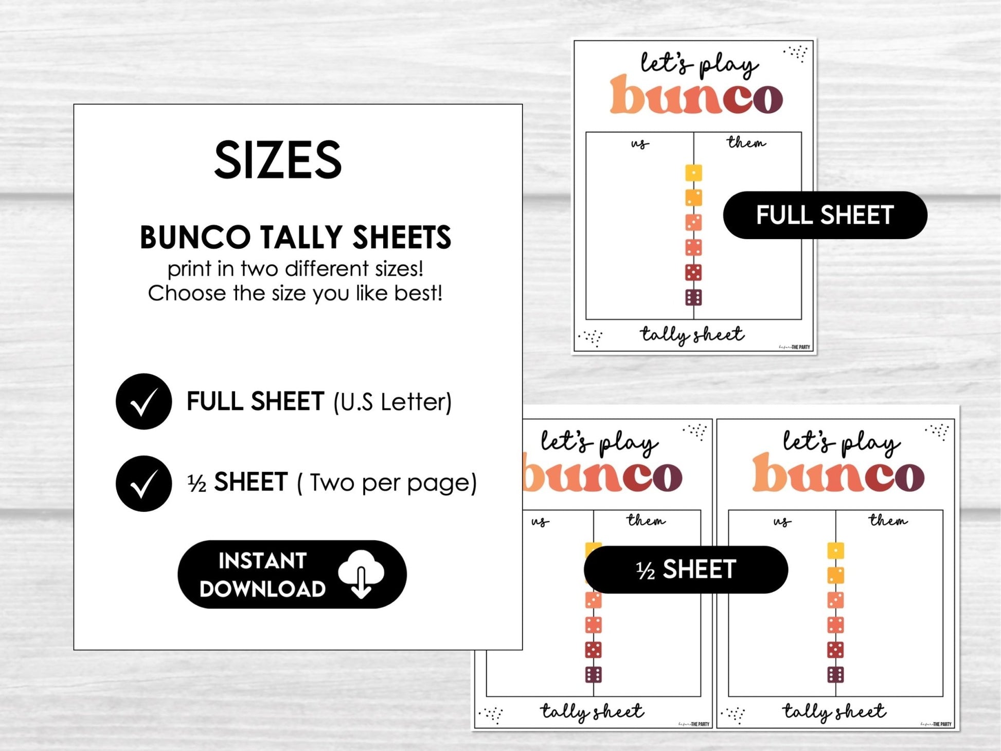 Fall Colors Bunco Score Cards, Autumn Bunco Score Sheets, FALL Bunco Invitation - Before The Party