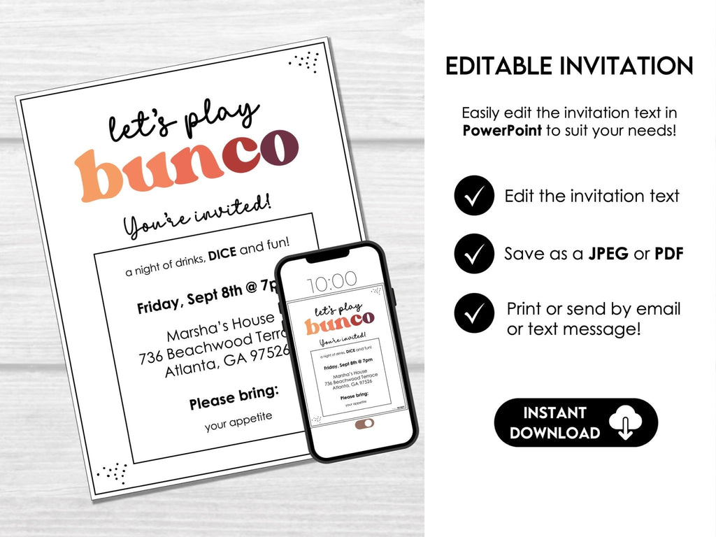 Fall Colors Bunco Score Cards, Autumn Bunco Score Sheets, FALL Bunco Invitation - Before The Party